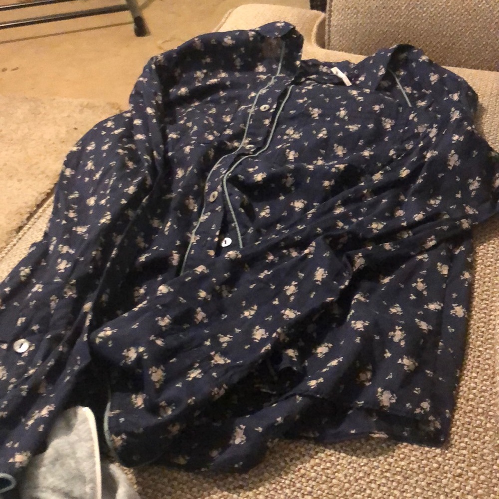 Free people blue floral button down.